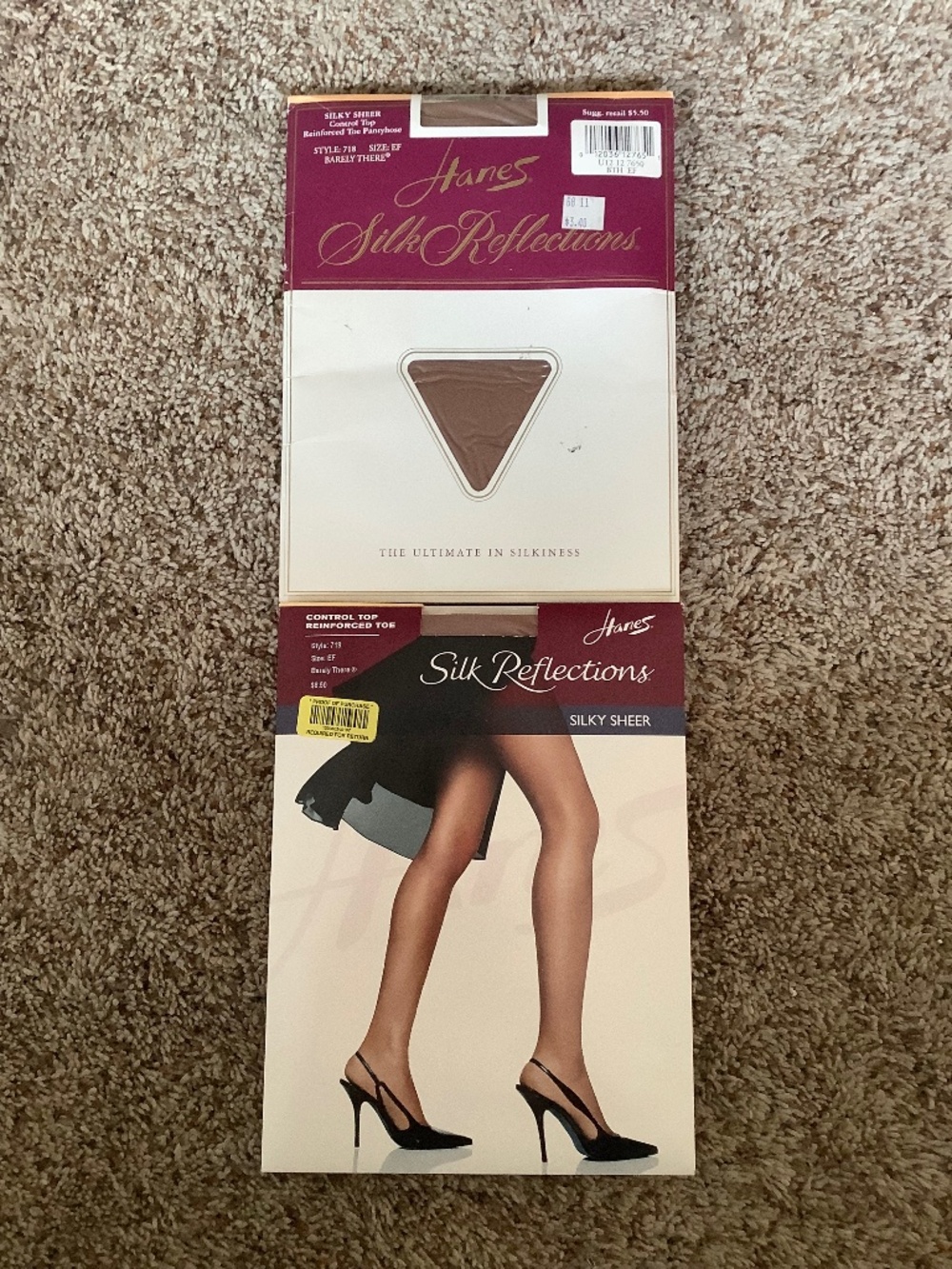 2 Pairs HANES Silk Reflections Control Top PANTYHOSE Size EF Nylons NEW Tan